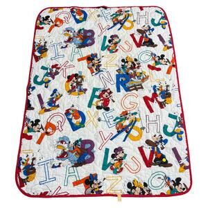 Vintage 80s Dundee Disney Mickey Mouse Goofy Alphabet Baby Nursery Blanket